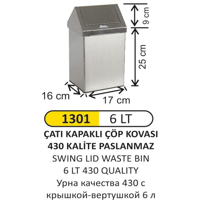 Çatı Kapaklı 6 Lt Çöp Kovası